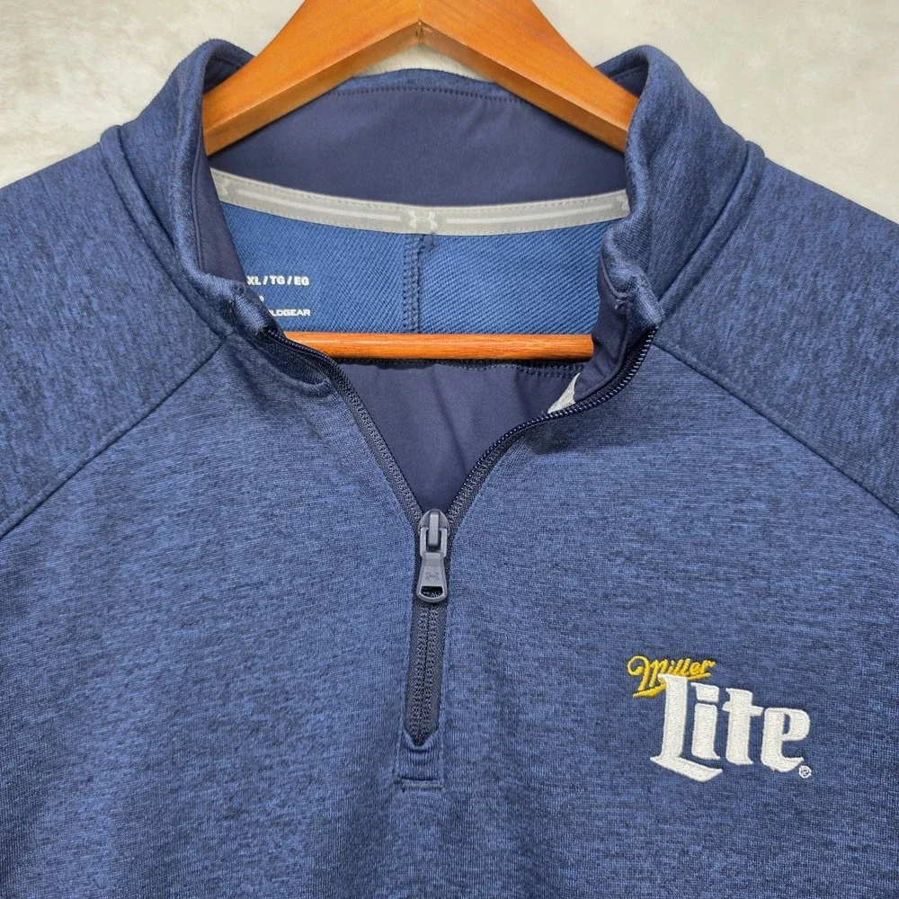 Under Armour Mens XL Cold Gear 1/4 Zip Pullover Blue Miller Light/ Walmart Spark